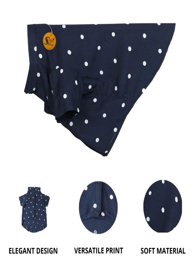 سايج سكوير قميص كلاب مطبوع عليه رسومات مربعة جريئة، قميص كلاب عصري، فائق النعومة وخفيف الوزن، ملابس كلاب مريحة وجيدة التهوية، زي عصري (متوسط - 16 بوصة) (أزرق منقط) - Image 2